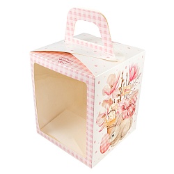 Коробка для кулича с окном "Пасхальный букет" 15 см*15 см*18 см