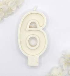 Свеча цифра "6" белая